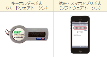 キーホルダー形式（ハードウェアトークン） 携帯・スマホアプリ形式（ソフトウェアトークン）