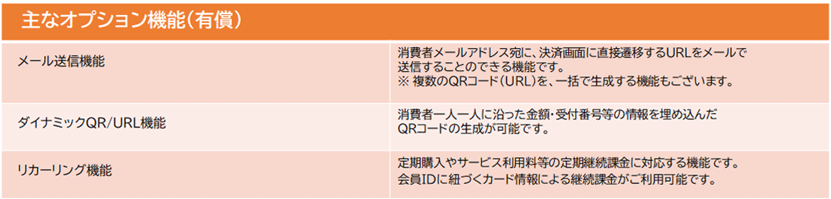 主なオプション機能(有償)