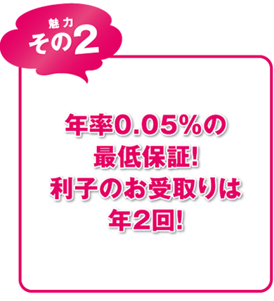 年率0.05％の最低保証！利子のお受取りは年2回！