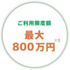 ご利用限度額最大800万円