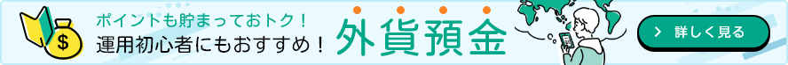 ポイントも貯まっておトク！運用初心者にもおすすめ！外貨預金 詳しく見る