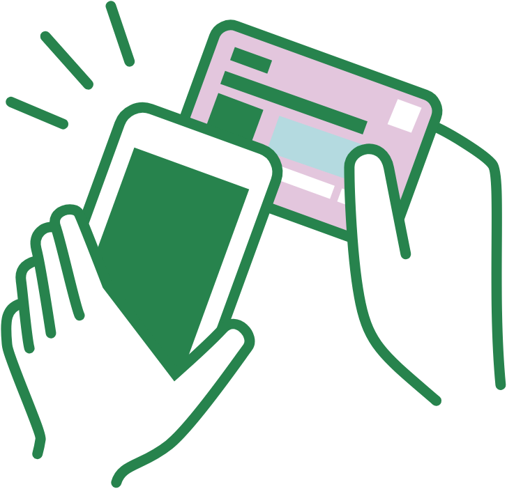 スマートフォンでマイナンバーカードを読み取るイラスト