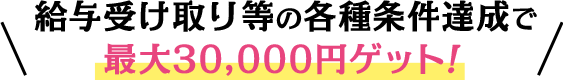給与受け取り等の各種条件達成で最大30,000円ゲット！