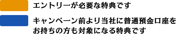 エントリーが必要な特典です キャンペーン前より当社に普通預金口座をお持ちの方も対象になる特典です