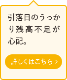 引落日のうっかり残高不足が心配。