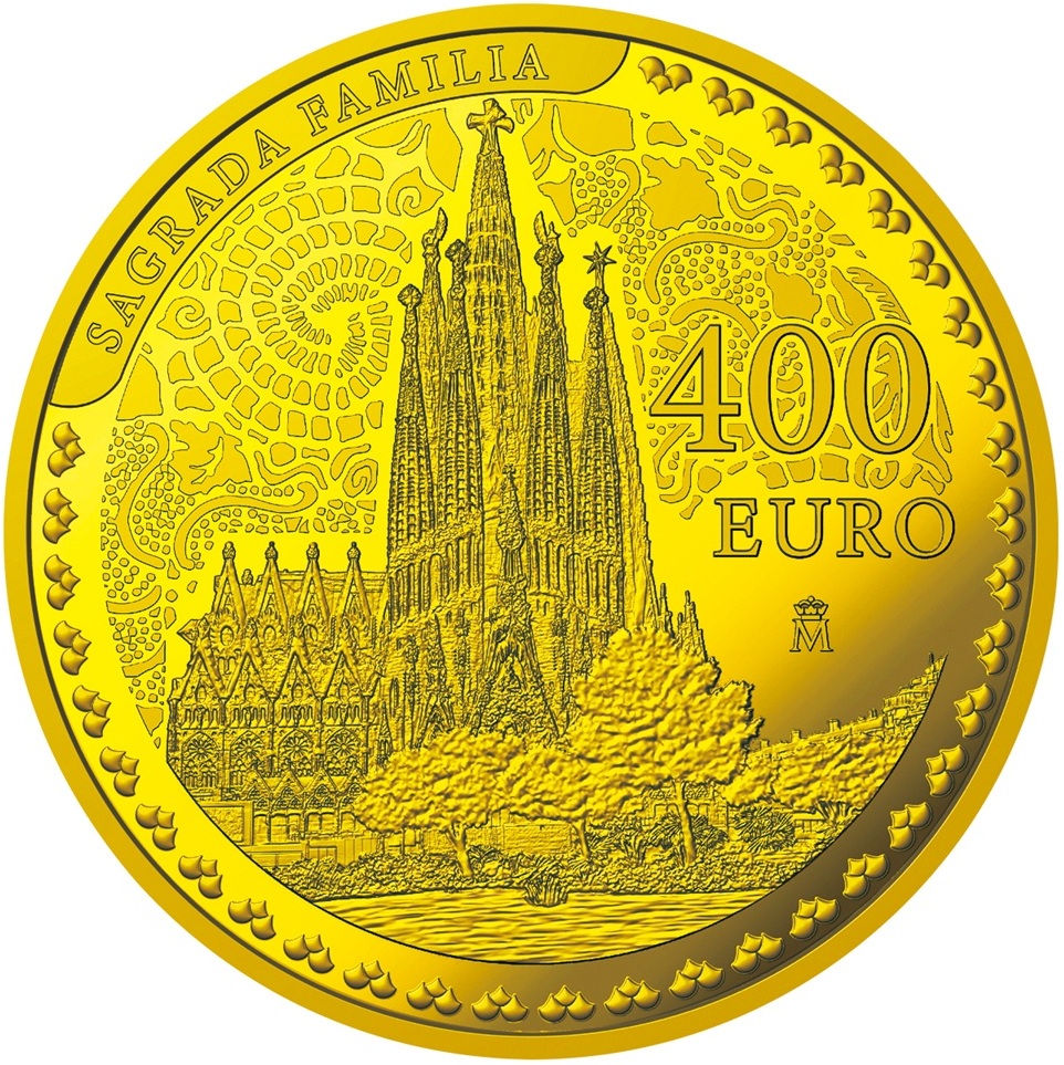 A.400ユーロ金貨 B.100ユーロ金貨 ＜サグラダ・ファミリア＞