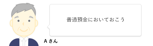 Aさん 普通預金においておこう