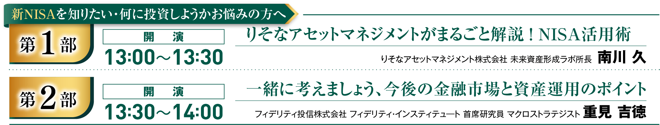 りそなアセットマネジメントがまるごと解説！NISA活用術／一緒に考えましょう、今後の金融市場と資産運用のポイント