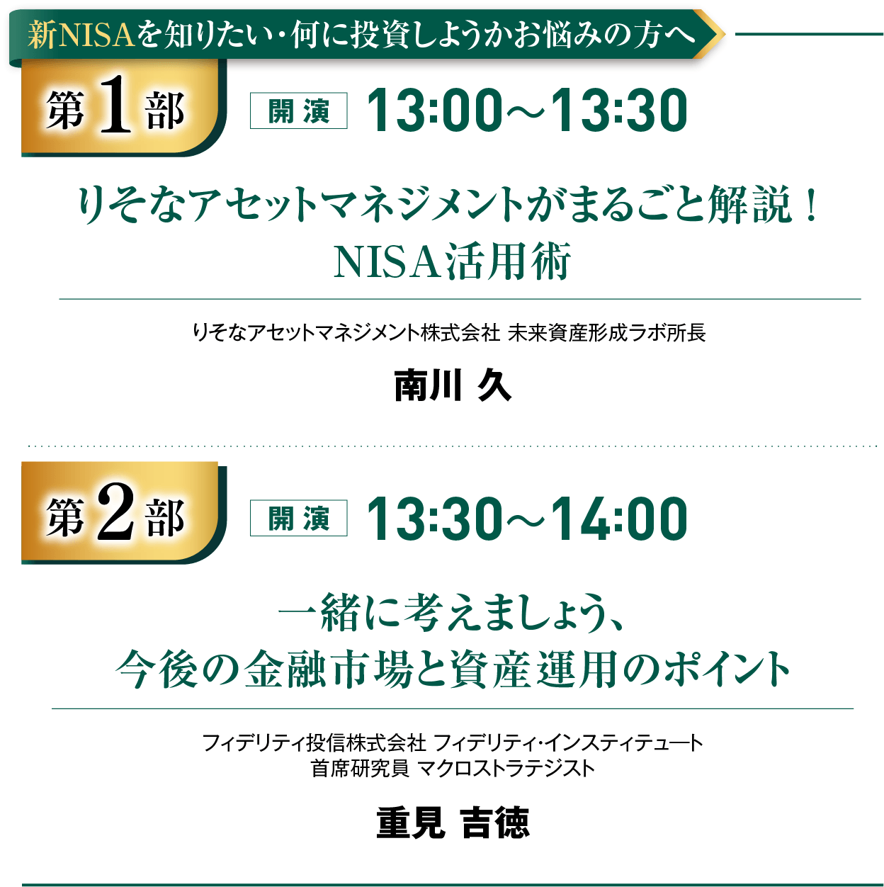 りそなアセットマネジメントがまるごと解説！NISA活用術／一緒に考えましょう、今後の金融市場と資産運用のポイント